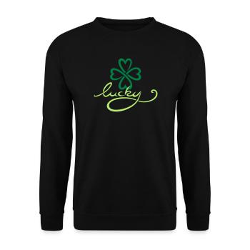 St Patricks Day Lucky Yoga Wellness Tattoo - Unisex Pullover - Schwarz - Vorne - Alina (178cm) & Michal (187cm)