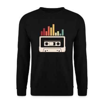 retro vintage Kassette Musik oldschool Rekorder - Unisex Pullover - Schwarz - Vorne - Alina (178cm) & Michal (187cm)