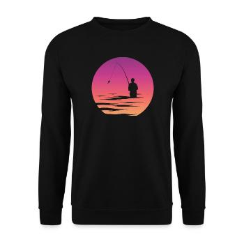 Angler Fischer See Symbol Mond Meer Illustration - Unisex Pullover - Schwarz - Vorne - Alina (178cm) & Michal (187cm)