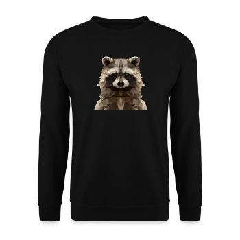 Geometrischer Waschbär - Modernes Low Poly Design - Unisex Pullover - Schwarz - Vorne - Alina (178cm) & Michal (187cm)