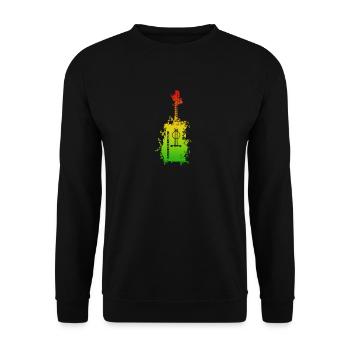 Regenbogen Splatter Gitarre - Unisex Pullover - Schwarz - Vorne - Alina (178cm) & Michal (187cm)