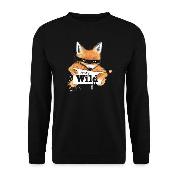 Fox with a message - Unisex Sweatshirt - black - Front - Alina (178cm) & Michal (187cm)