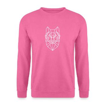 Geometrischer Wolfkopf Linienstil - Unisex Pullover - Pink - Vorne