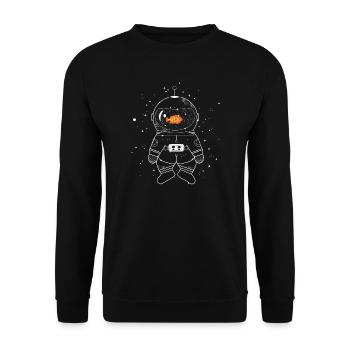 Astronaut with goldfish - Unisex Sweatshirt - black - Front - Alina (178cm) & Michal (187cm)
