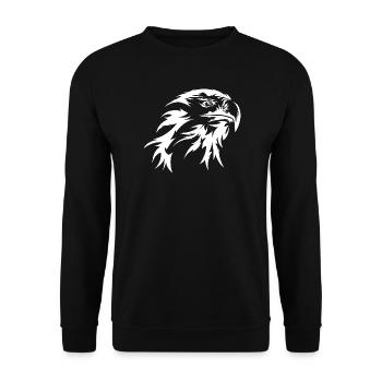 Adler Illustration Kopf Portrait Kunst Natur Tiere - Unisex Pullover - Schwarz - Vorne - Alina (178cm) & Michal (187cm)