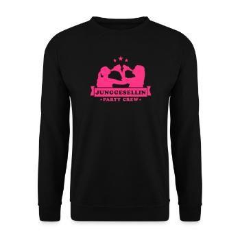 Junggesellin Party Crew - Unisex Pullover - Schwarz - Vorne - Alina (178cm) & Michal (187cm)