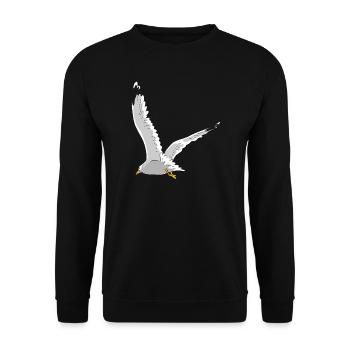 Möwe im Flug - Unisex Pullover - Schwarz - Vorne - Alina (178cm) & Michal (187cm)