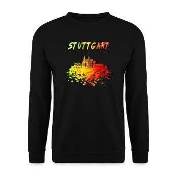 Stuttgart Skyline / Schwaben Stadt Schwarzwald - Unisex Pullover - Schwarz - Vorne - Alina (178cm) & Michal (187cm)