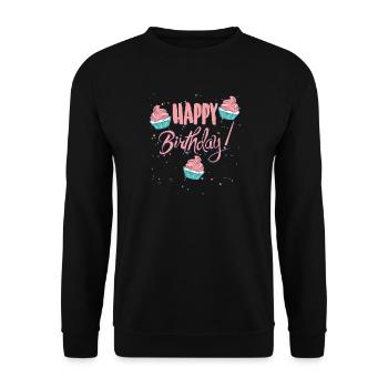 Happy Birthday with cupcakes - Unisex Sweatshirt - black - Front - Alina (178cm) & Michal (187cm)