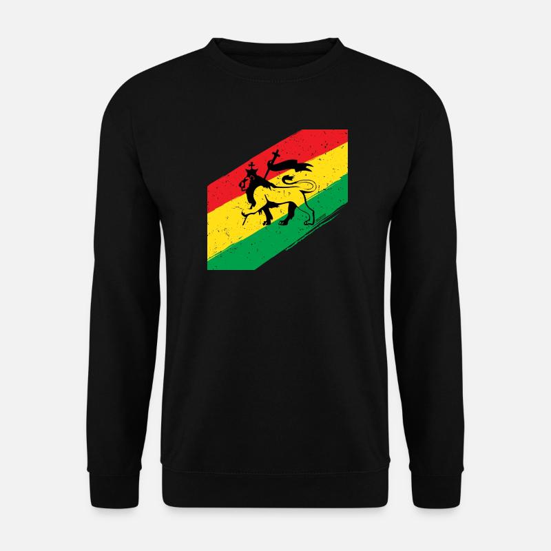 Rasta Löwe vor Dreifarben Flagge - Unisex Pullover - Schwarz
