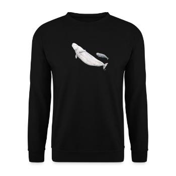 Beluga weiß und ihr Kalb - Beluga und Kalb - Unisex Pullover - Schwarz - Vorne - Alina (178cm) & Michal (187cm)