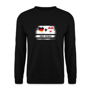 Deutschland und Österreich 100% genial / Geschenk - Unisex Pullover - Schwarz - Vorne - Alina (178cm) & Michal (187cm)