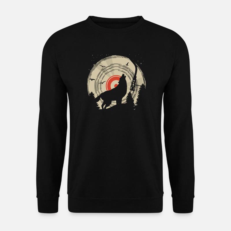 Design de t-shirt DJ en vinyle Howling Wolf - Sweat-shirt Unisexe - noir