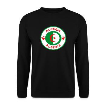Algerien Kreis mit Nationalflagge Geschenk Algier - Unisex Pullover - Schwarz - Vorne - Alina (178cm) & Michal (187cm)