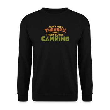Citation humoristique sur le camping & la thérapie - Sweat-shirt Unisexe - noir - Devant - Alina (178cm) & Michal (187cm)
