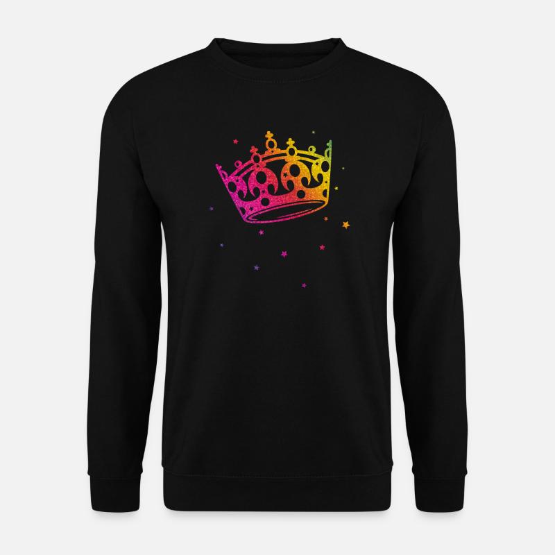 Krone Glitter Regenbogen Love CSD LGBT - Unisex Pullover - Schwarz