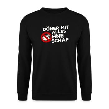Döner Kebab Kebap Schaf Scharf Spruch Lustig - Unisex Pullover - Schwarz - Vorne - Alina (178cm) & Michal (187cm)