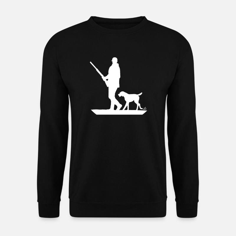 Chasseur avec chien à l'affût - Sweat-shirt Unisexe - noir