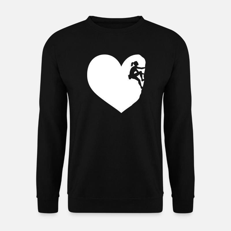 Ich Liebe Klettern Bergsteigen Boulder Herz - Unisex Pullover - Schwarz