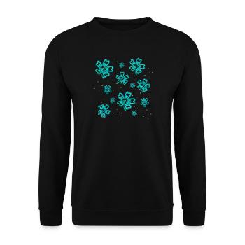 Neonblüten, Outlines - Unisex Pullover - Schwarz - Vorne - Alina (178cm) & Michal (187cm)