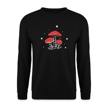 Champignons Champignons Champignons Amanita - Sweat-shirt Unisexe - noir - Devant - Alina (178cm) & Michal (187cm)