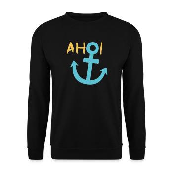 Ahoi Anker Meer Sommer Sonne Hafen See - Unisex Pullover - Schwarz - Vorne - Alina (178cm) & Michal (187cm)