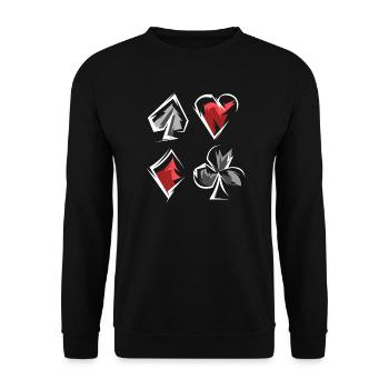 Skat Poker Jeu de Cartes Jeu Couleurs Coeur de Pique Caro - Sweat-shirt Unisexe - noir - Devant - Alina (178cm) & Michal (187cm)