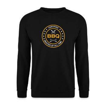 BBQ Barbecue Grill grillen Grillmeister Schwenker - Unisex Pullover - Schwarz - Vorne - Alina (178cm) & Michal (187cm)