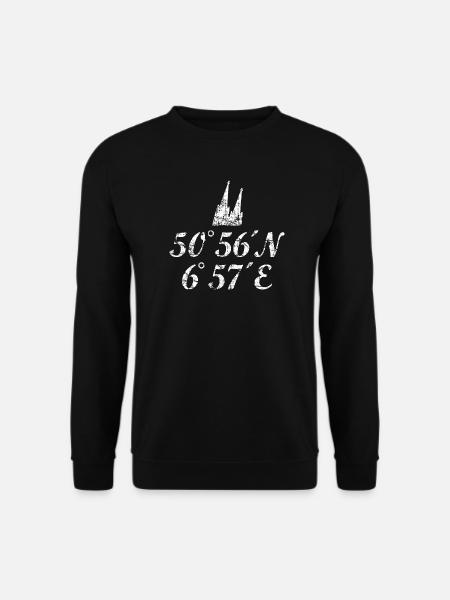 Kölner Dom Koordinaten (Vintage Weiß) Köln - Unisex Pullover - Schwarz