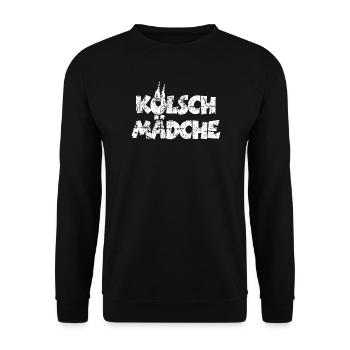 Kölsch Mädche mit Kölner Dom Köln (Vintage Weiß) - Unisex Pullover - Schwarz - Vorne - Alina (178cm) & Michal (187cm)