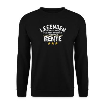 Legende Pension Rente Rentner Geschenk Ruhestand - Unisex Pullover - Schwarz - Vorne - Alina (178cm) & Michal (187cm)