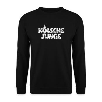 Kölsche Junge (Vintage/Weiß) Jungs aus Köln - Unisex Pullover - Schwarz - Vorne - Alina (178cm) & Michal (187cm)