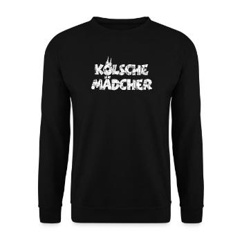 Kölsche Mädcher (Vintage/Weiß) Mädchen aus Köln - Unisex Pullover - Schwarz - Vorne - Alina (178cm) & Michal (187cm)