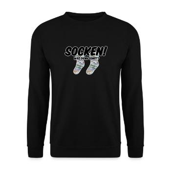 Socken! Was denn sonst? - Unisex Pullover - Schwarz - Vorne - Alina (178cm) & Michal (187cm)