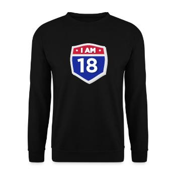 18 years Eighteen Birthday Adult - Unisex Sweatshirt - black - Front - Alina (178cm) & Michal (187cm)