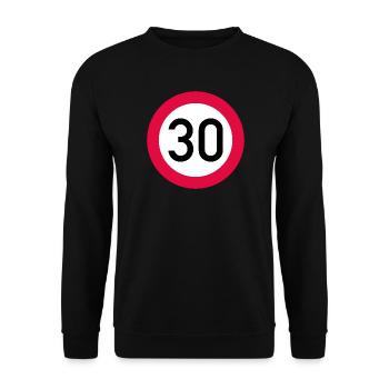 30 ans Attention ! Panneau de signalisation 30 km/h - Sweat-shirt Unisexe - noir - Devant - Alina (178cm) & Michal (187cm)
