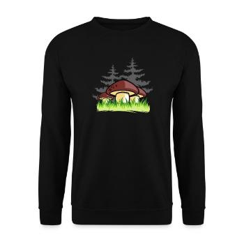 mushrooms forest nature gift idea - Unisex Sweatshirt - black - Front - Alina (178cm) & Michal (187cm)
