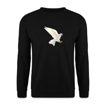 Brieftaube seitlich, tolle Vogelmotive - Unisex Pullover - Schwarz - Vorne - Alina (178cm) & Michal (187cm)