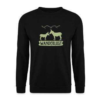 Wanderlust Eselreise - Unisex Pullover - Schwarz - Vorne - Alina (178cm) & Michal (187cm)