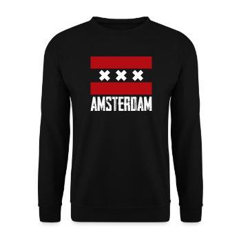 Amsterdam X Striped Emblem - Unisex Sweatshirt - black - Front - Alina (178cm) & Michal (187cm)