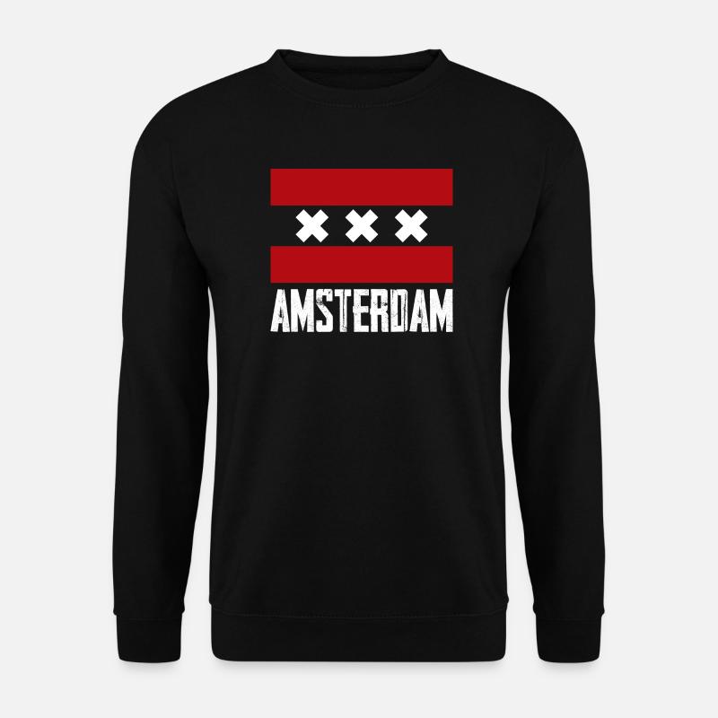 Amsterdam X Striped Emblem - Unisex Sweatshirt - black