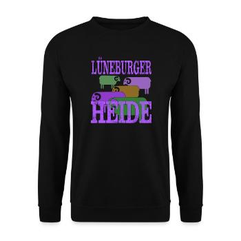 Lüneburger Heide Motiv - Unisex Pullover - Schwarz - Vorne - Alina (178cm) & Michal (187cm)