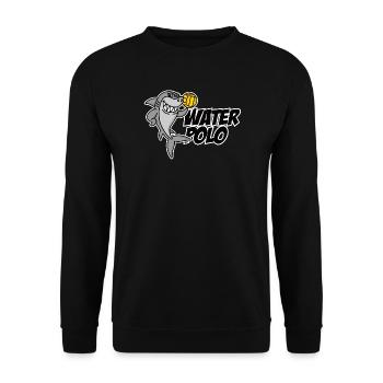 Lustig Wasserball Hai Water Polo Wasserballspieler - Unisex Pullover - Schwarz - Vorne - Alina (178cm) & Michal (187cm)