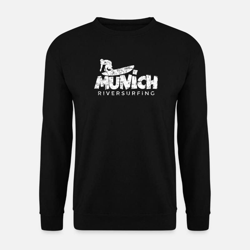 Munich Riversurfing München Surfer (Vintage Weiß) - Unisex Pullover - Schwarz