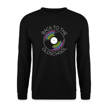 retro vinyl records turntables turntable icon - Unisex Sweatshirt - black - Front - Alina (178cm) & Michal (187cm)