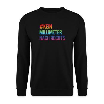 Kein Millimeter Nach Rechts Anti Rassismus - Unisex Pullover - Schwarz - Vorne - Alina (178cm) & Michal (187cm)