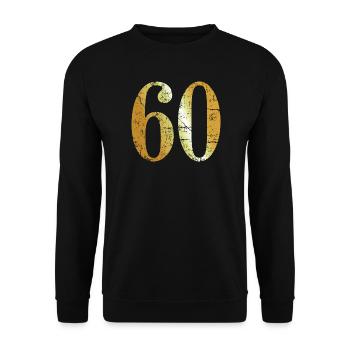Nummer 60 (Vintage Goldgelb) 60. Geburtstag - Unisex Pullover - Schwarz - Vorne - Alina (178cm) & Michal (187cm)