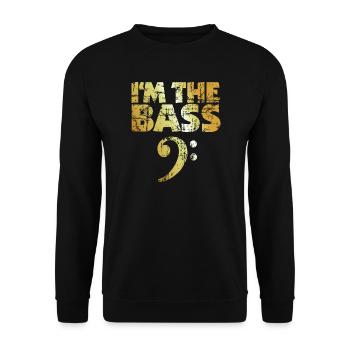 I'm the Bass (Vintage Goldgelb) - Unisex Pullover - Schwarz - Vorne - Alina (178cm) & Michal (187cm)