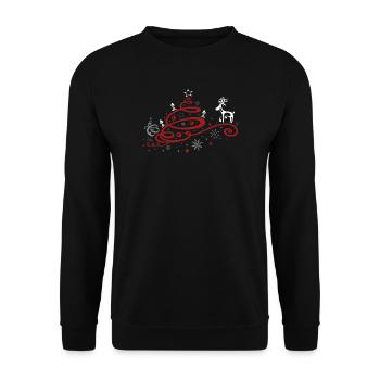 Christmas. Christmas tree with reindeer. - Unisex Sweatshirt - black - Front - Alina (178cm) & Michal (187cm)