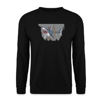 Tiefseehai-Navigationsillustration - Unisex Pullover - Schwarz - Vorne - Alina (178cm) & Michal (187cm)